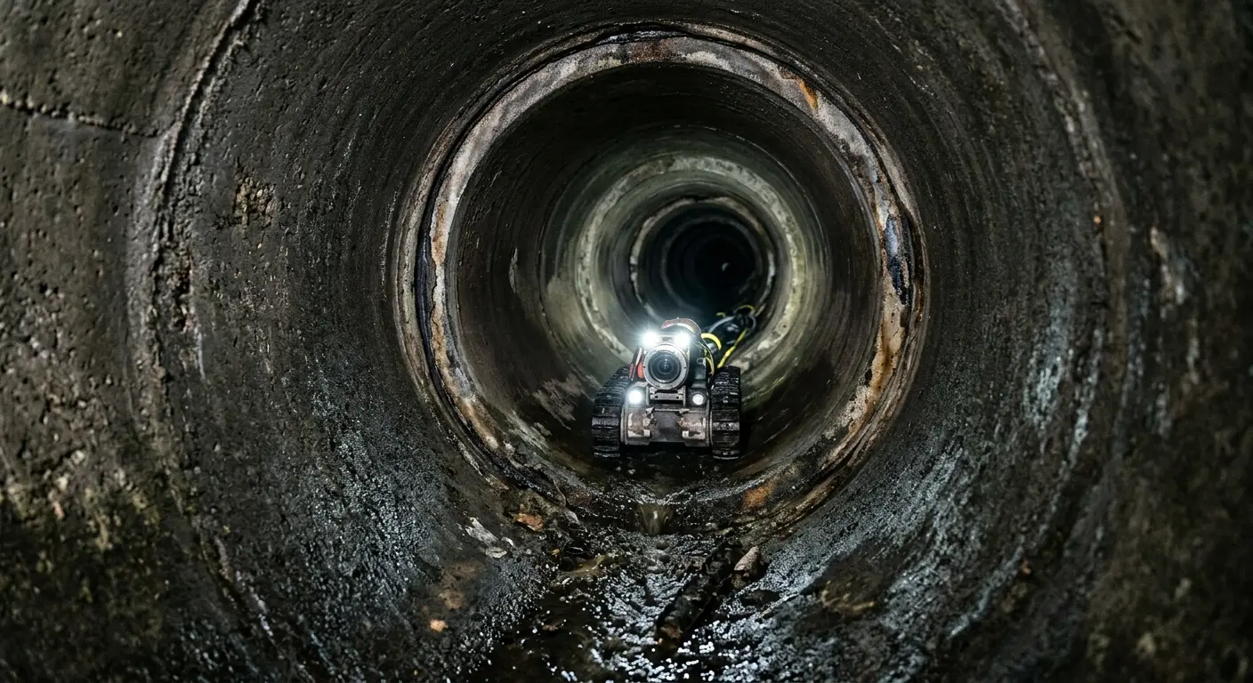 Robotic sewer camera inspecting pipe interior for Sewer Line Repair in East Moline